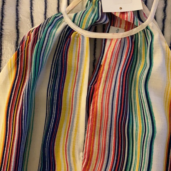NWT Boutique Rainbow Stripe Adjustable Length Tie Mini Dress Size Small - Picture 6 of 11